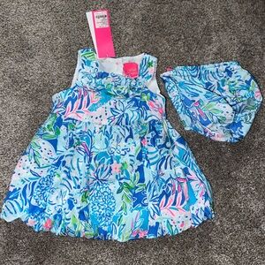 Lilly Pulitzer baby Girls Britta Blue Lion Bubble
Dress with diaper cover - NWT